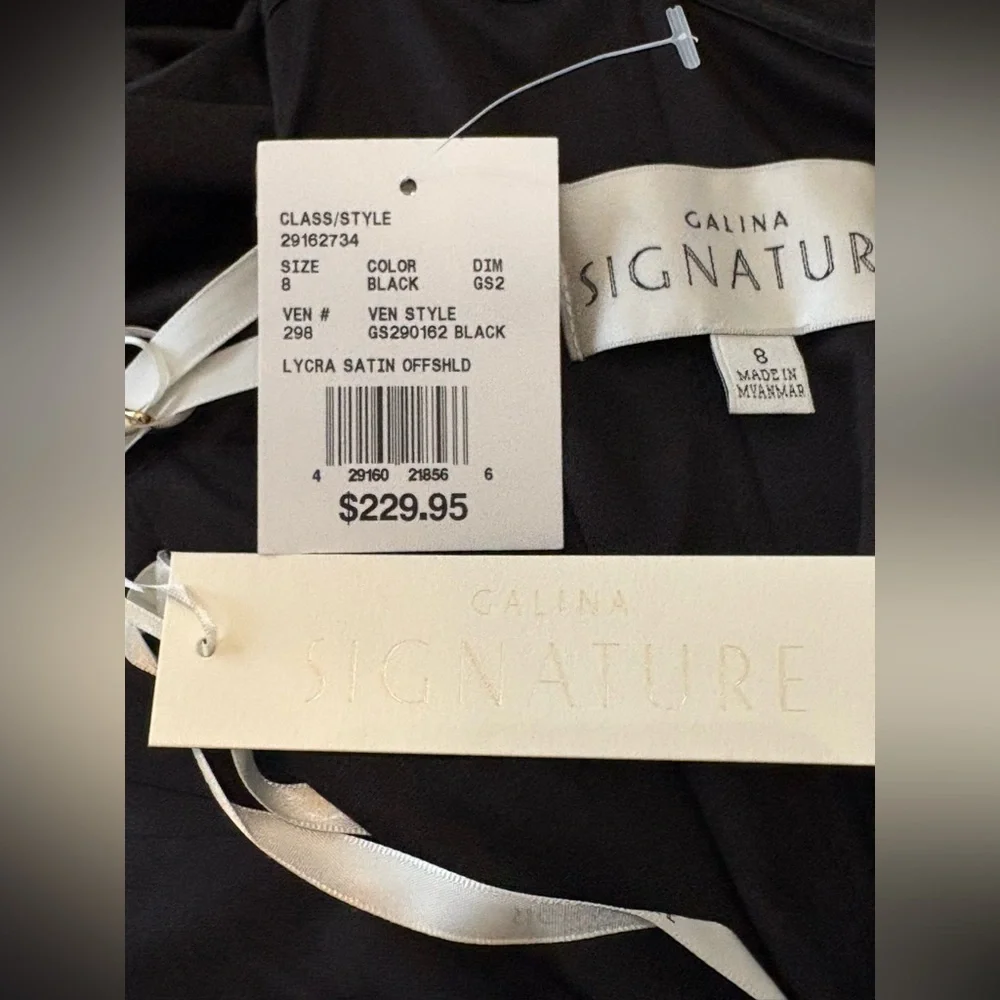 GALINA SIGNATURE Sculpting Black‎ Satin Tank Dress STYLE# GS290220 NWT Size 8